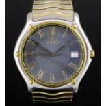 A modern gentleman's stainless steel and 18k gold Ebel Datejust quartz wristwatch, Model No.