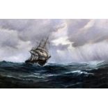 Augustus Morton Hely-Smith (1862-1941) - Large oil painting - Sailing ship in choppy seas with