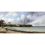 Charles John De Lacy (1856-circa 1936) - Oil painting - "Broadstairs Harbour and Sands", relined