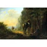 Follower of Philips Wouwerman (1619-1668) - Oil painting - Horse and rider resting while another