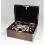 A George IV lady's brass bound rosewood toilet box by Edwards, Manufacturer to His Majesty, 21