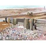 ***Lionel Bulmer (1919-1992) - Oil painting - "The Pebbly Beach", panel 10.5ins x 13.5ins,