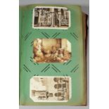 An early 20th Century postcard album containing cards of topographical, greetings, famous people and