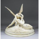 A 19th Century Italian carved alabaster group after Canova - "Psyche Revived by Cupid's Kiss ", 17.