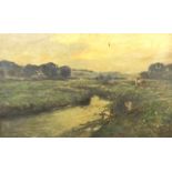 Harry Watson (1871-1936) - Oil painting - "Evening Rain" - River landscape thought to be on the Isle