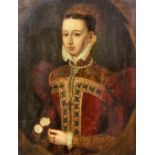 18th/19th Century British School - Oil painting - Half length portrait of Mary, Queen of Scots,