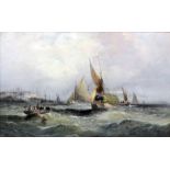 William Anslow Thornley (fl. 1858-1898) - Oil painting - "Hay barge off Sheerness", relined canvas