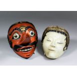 A late 19th century Javanese carved wood and painted mask to represent Klana Bapang ( the Giant