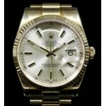 A 2005 gentleman's 18ct gold Rolex Oyster Perpetual Day/Datejust wristwatch, Model No. 118238,