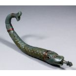 A Moghul dark green jade fish pattern scent bottle and stopper, the eyes and body decorated with