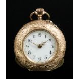 A late 19th Century Swiss lady's 14ct gold open faced keyless lever pocket watch, the white
