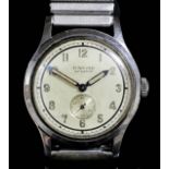 A mid 20th Century gentleman's stainless steel Baume wristwatch, the silvered dial with Arabic