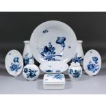A Royal Copenhagen blue and white porcelain circular bowl painted with flowers, 11.75ins diameter