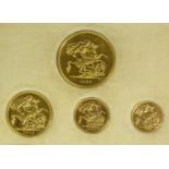 A George VI 1937 gold four coin specimen set - Five Pounds, Double Sovereign, Sovereign and Half