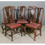 A set of eight early 20th Century walnut dining chairs of early 18th Century design by Jas.