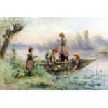 E. Collins (19th Century) - Pair of watercolours - Country views with children, each 12.5ins x 17.