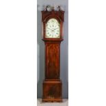 A late 18th Century mahogany longcase clock by James Lock of Bath, the 13ins arched painted metal