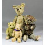 An American mohair teddy bear with button eyes and hump, 14ins high, an early mohair bear with