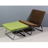 A 1960's  brushed chrome framed low back "Westerham" easy chair designed by William Plunkett, and
