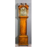 A late 18th Century oak longcase clock by Lawrie of Carlisle, the 13ins arched brass dial with