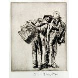 Frank Brangwyn (1867-1956) - Etching - Two shabbily dressed male figures, one with accordion, 6ins x