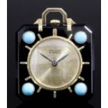 An Art Deco style Van Cleef & Arpels pocket watch, the 25mm gilt dial with baton set bezel to the