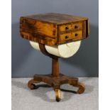 A William IV rosewood rectangular dropleaf work table with wide crossbanding to top and D-shaped