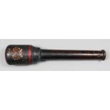 A George III turned wood truncheon, the large head painted with the royal crown and "GR3", "Parish