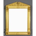 A 19th Century gilt framed rectangular wall mirror of "Masonic" interest with angled pediment,