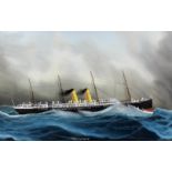 Early 20th Century School - Gouache - Ship portrait - "R.M.S. Ormuz" in choppy seas, 15ins x 23.