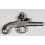 A good 18th Century flintlock Seglass pocket pistol of all steel construction, 1.25ins turn-off
