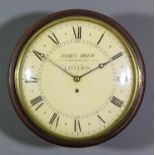 An early 19th Century mahogany cased dial wall clock by James Drew of Cheapside, London, the 12ins