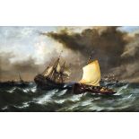 Style of Ebenezer Colls (fl. 1850's) - Oil painting - Marine scene - "Shipping off Deal" - Deal