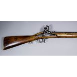 A 19th Century East India Company "Brown Bess" flintlock musket, the 33ins plain steel barrel with V