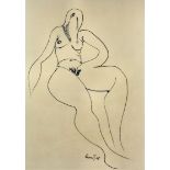 ARR Avinash Chandra (1931-1991) - Ink sketch - Nude study of Mrs Grey, 20ins x 15ins, signed and