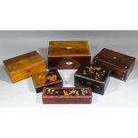 A 19th Century rosewood rectangular writing box, 11.75ins x 8.75ins x 5ins high (lacking