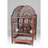 A 19th Century Chinese bamboo bird cage of architectural form, 9.25ins x 8.5ins x 15.75ins high,