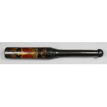 A William IV turned wood truncheon painted with the royal cipher over a crown above "No. 9" on a