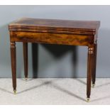 A 19th Century French figured mahogany rectangular card table, the baize lined folding top with