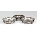 A set of three matching plated circular dishes of Louis XVI design by Bointaburet of Paris with