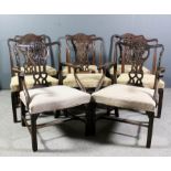 A set of eight late 19th/early 20th Century mahogany dining chairs of Chippendale design (