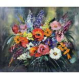 *** Ira Englefield (born 1912) - Oil painting - Still life with mixed flowers, canvas 21.5ins x 25.