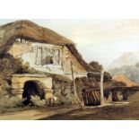 Samuel Prout (1783-1852) - Watercolour - "Old Cottage", 10ins x 14ins, signed, in gilt frame and