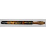 An early Victorian turned wood truncheon painted with the royal arms within a garter above "