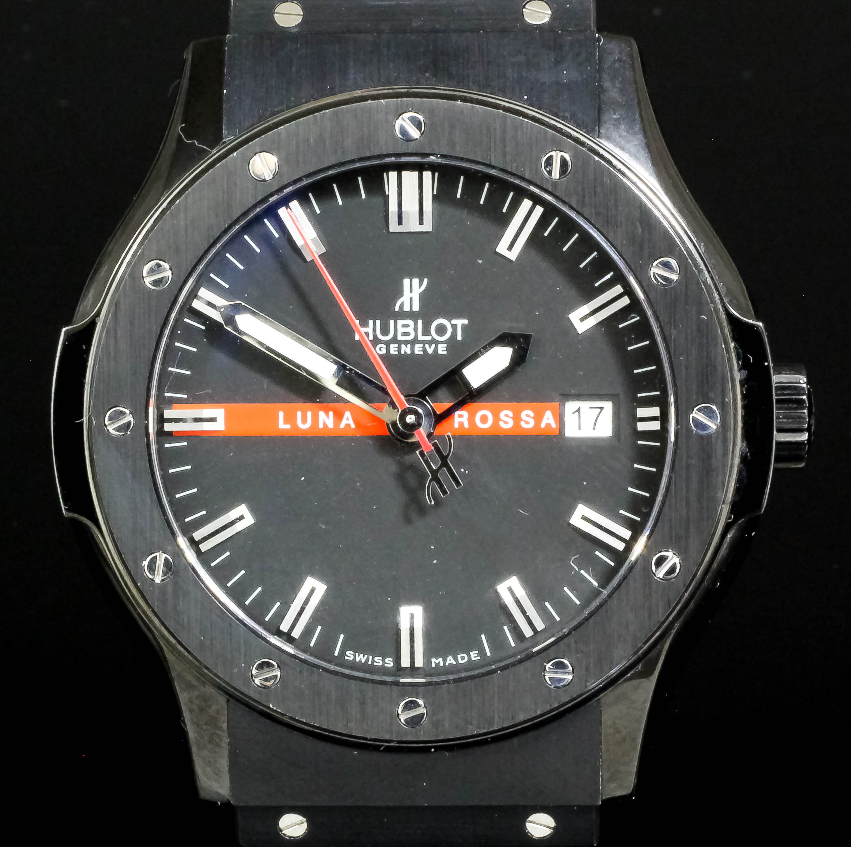 A 2012 gentleman's Luna Rossa limited edition wristwatch by Hublot, No. 199 of 2000, the black