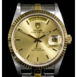 A 2008 gentleman's bi-metal Rolex Tudor "Prince" wristwatch, No. 76213, the gilt face with baton