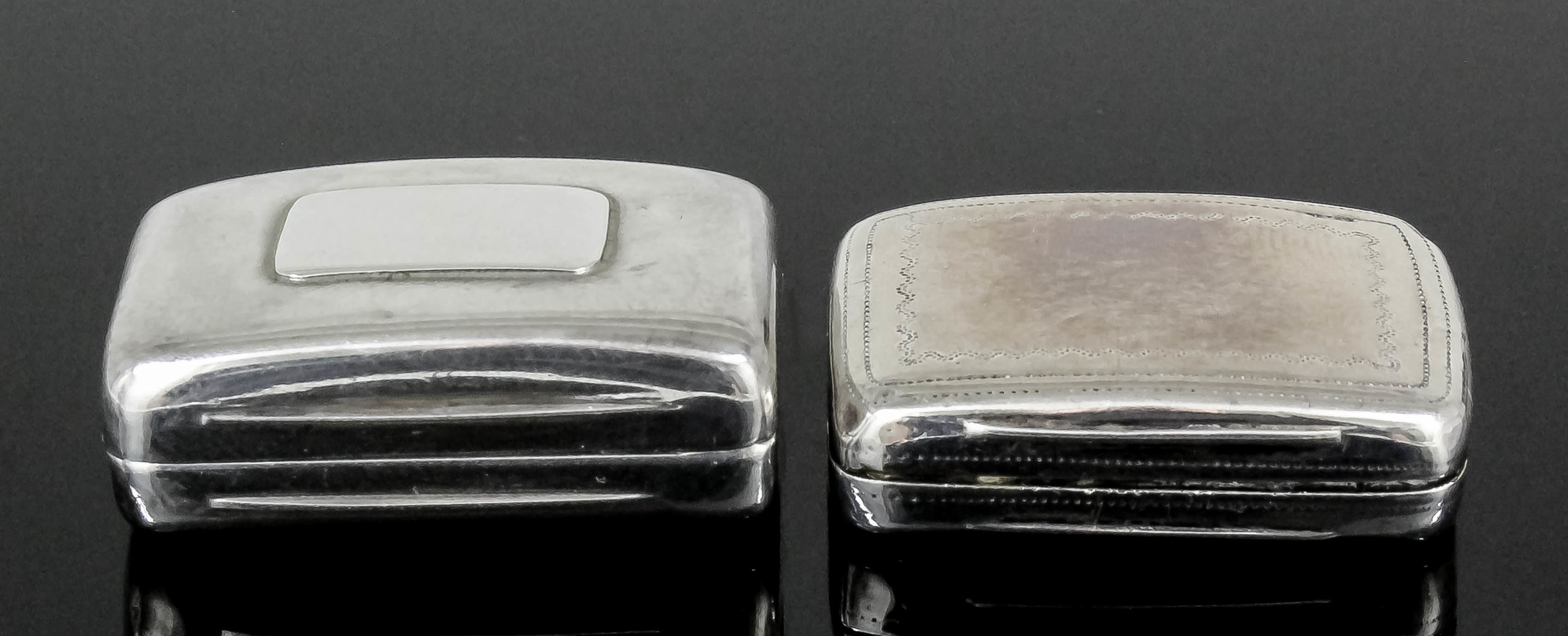 A George III silver rectangular vinaigrette of rectangular slightly curved form with engraved