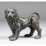 19th Century School - Bronze figure of a standing lion, 4.75ins high
