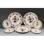Six Royal Crown Derby bone china dinner plates painted and decorated in gilt with an "Imari" pattern