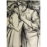 *** Nigel Lambourne (1919-1988) - Two charcoal drawings - Male and female figure embracing, 28ins
